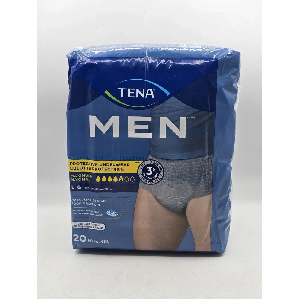 Tena Protective Incontinence Underwear for Men - Max Absorbency Size L - 20 Pack